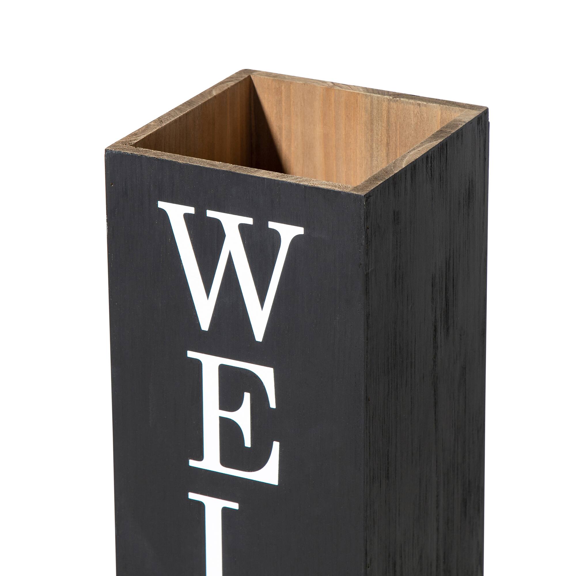 Glitzhome® 30" Black Wood Boxed Welcome Home Porch Sign